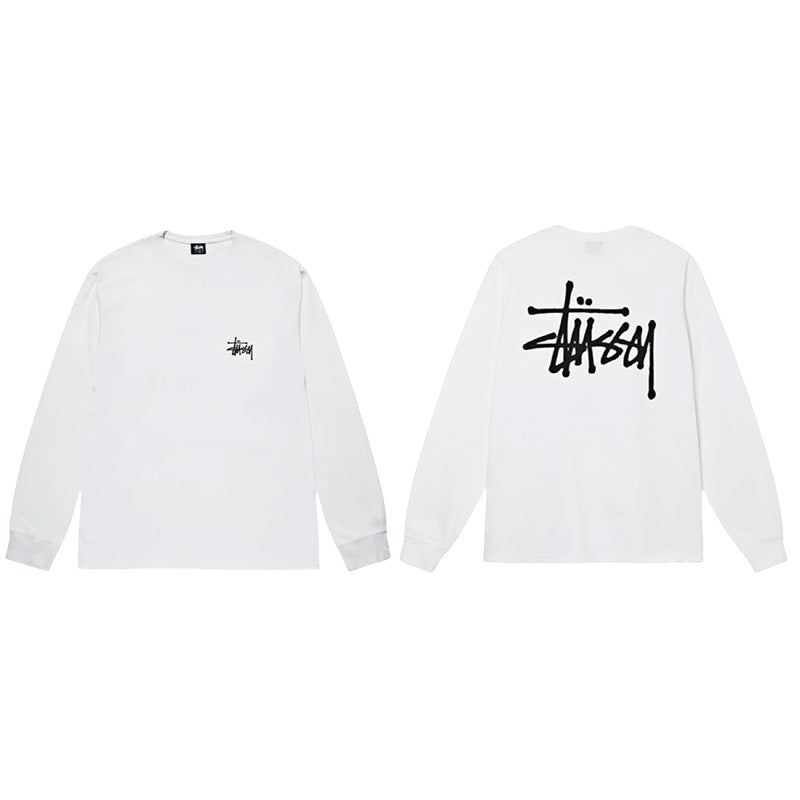 Stuxi Printed Long Sleeve T-Shirt – Casual Loose Fit for Men & Women